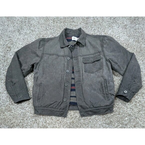 Flint and Tinder Wool Lined Waxed Trucker Jacket Women's Medium Dark Gray Brown - Picture 1 of 7